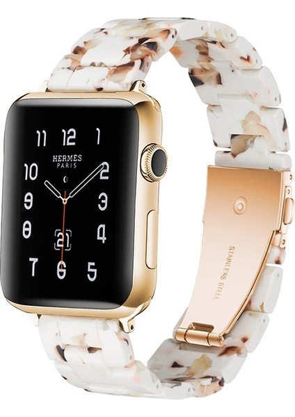 Apple Watch(42/44/45/46/49 Mm)Seri Ultra 1/2 10 9 8 7 6 Se 5 4 Pimli Ayarlanabilir Doğal Reçine Kordon