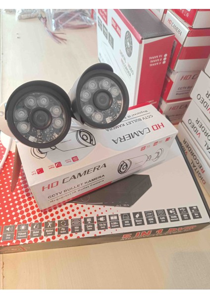 4 Kameralı Set Gece Görüşlü Otomatik Sensörlü Cepte Izleme Yüksek Çözümlü Yüz Tanımalı Hareket Sansürlü 5 Megapiksel Full Hd Kamera Net Gürültü Su Geçirmez Tuz Dayanaklı L