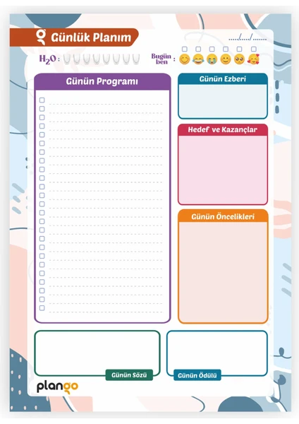 Günlük Planlayıcı - Daily Planner - Ders Çalışma Planlayıcı - Planlama Defteri