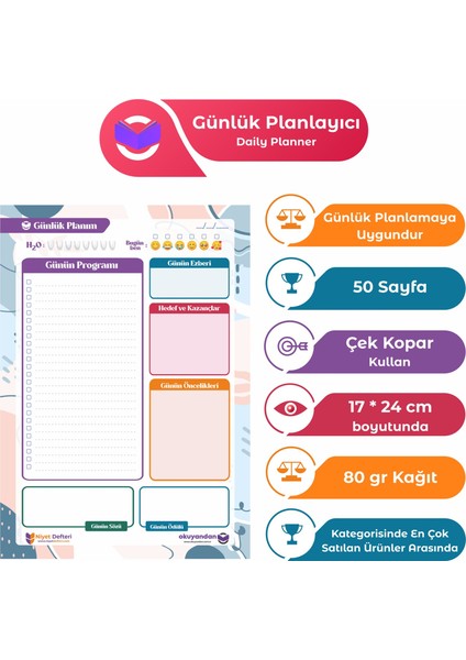 Günlük Planlayıcı - Daily Planner - Ders Çalışma Planlayıcı - Planlama Defteri