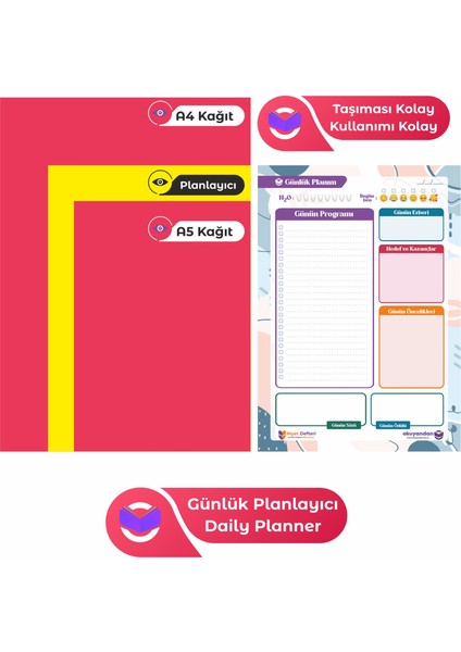 Günlük Planlayıcı - Daily Planner - Ders Çalışma Planlayıcı - Planlama Defteri