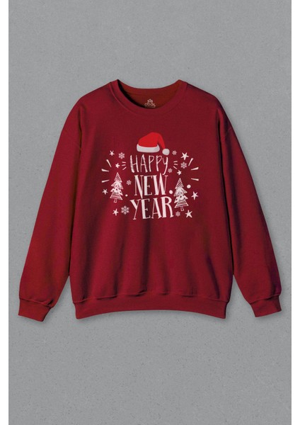 Unisex Sweatshirt Happy New Year 2024 Yeni Yıl Hediye Noel Yılbaşı Baskılı Sweat
