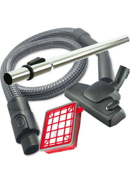 Fakir Veyron Turbo Xl Elektrikli Süpürge Çelik Telli Hortum Teleskopik Boru Filtre Emici Başlık Seti