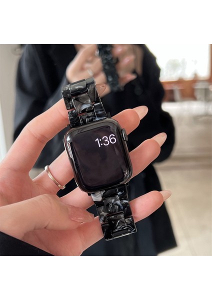Apple Watch(42/44/45/46/49 Mm)Seri Ultra 1/2 10 9 8 7 6 Se 5 4 3 2 Pimli Ayarlanabilir Doğal Reçine Kordon indirimleri