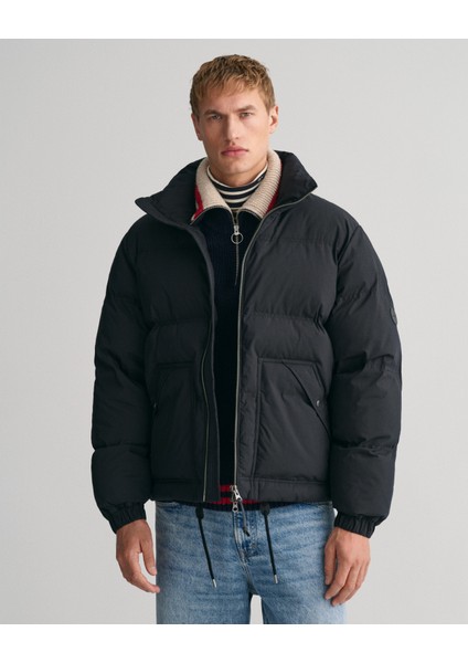 Erkek Siyah Relaxed Fit Dik Yaka Düz Mont 7006367.19