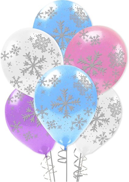 Kar Tanesi Çepeçevre Baskılı Balon 10'lu Paket