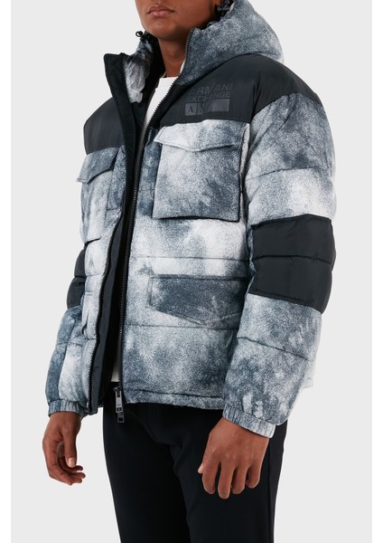 Desenli Kapüşonlu Dolgulu Şişme Mont Erkek Mont 6RZK30 Znkrz 21CS modelleri