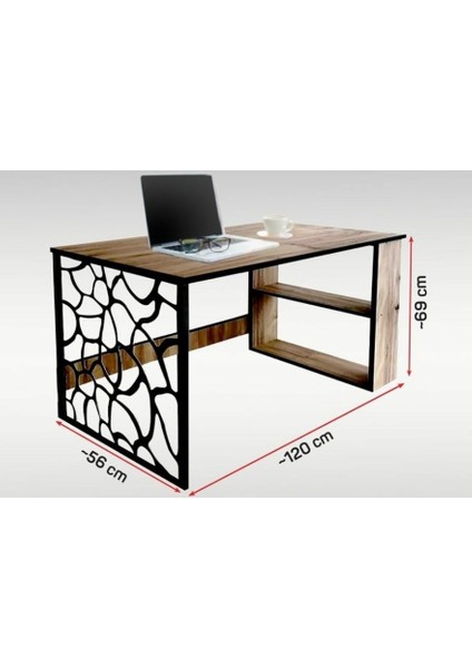 tedarikyapı Kumsal Saç Desenli 2 Raflı Çalışma Masası 69*120*50 (Ceviz)