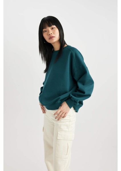 Coool Oversize Fit Bisiklet Yaka Kalın Kumaş Sweatshirt A4177AX23WN modelleri