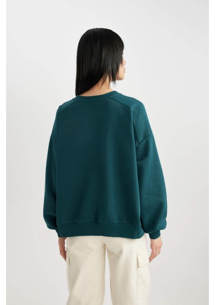 Coool Oversize Fit Bisiklet Yaka Kalın Kumaş Sweatshirt A4177AX23WN fırsatları