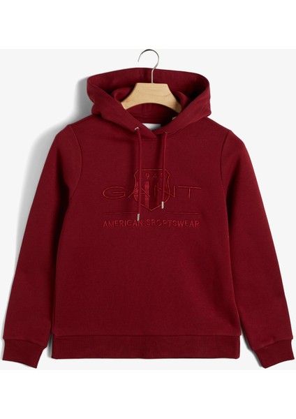 Kadın Bordo Regular Fit Kapüşonlu Logolu Sweatshirt 4203648.604