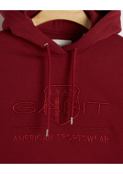 Kadın Bordo Regular Fit Kapüşonlu Logolu Sweatshirt 4203648.604