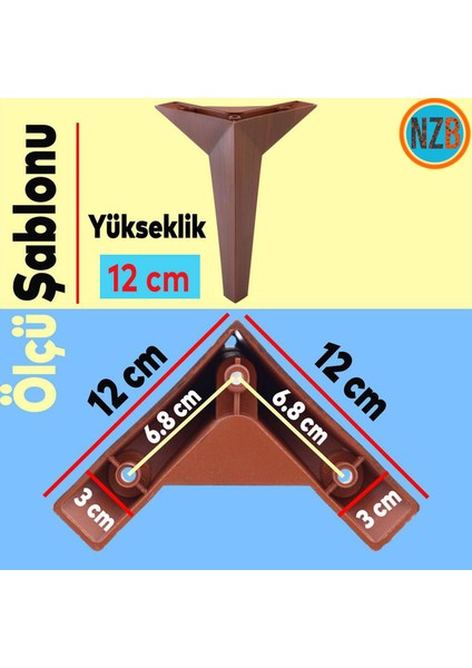 Mobilya Kanepe Sehpa Tv Ünitesi Koltuk Ayağı 12 cm Kahverengi Baza Ayak fiyatları