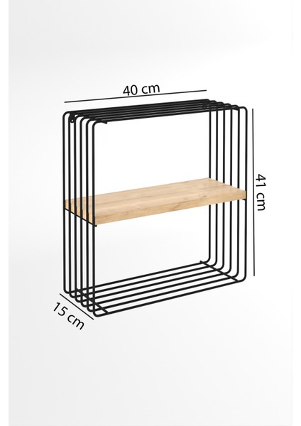 Modern Metal Duvar Rafı Ahşap Raflı Dekoratif Kitaplık