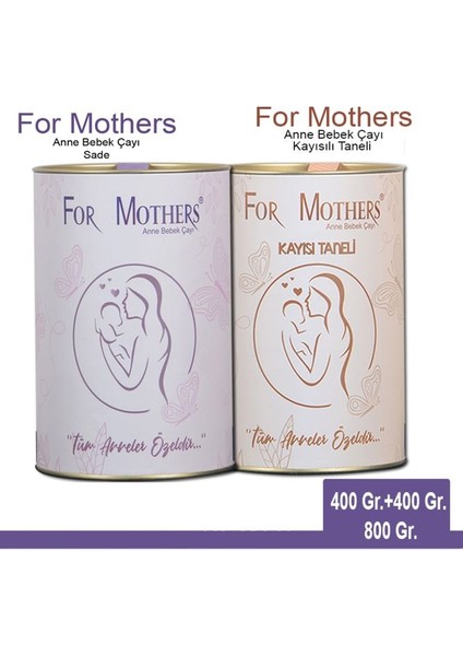 Anne ve Bebek Çayı - Sade ve Kayısılı Taneli - Iki Paket - 800 Gram
