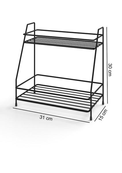 2 Katlı Baharatlık Mutfak Rafı Banyo Rafı Makyaj Rafı Çok Amaçlı Tezgah Üstü Düzenleyici Organizer