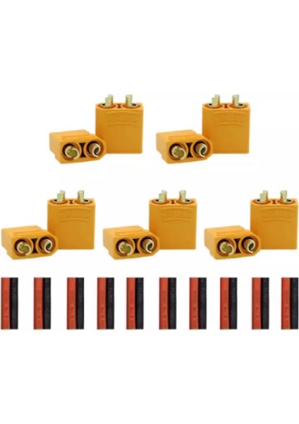 Yüksek Amp Rc Lipo Altın Kaplama Için XT90 Konektörü 5 Çift Erkek (Yurt Dışından)