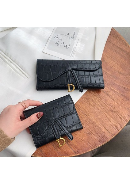 Lüks Kadın Siyah/yeşil Küçük Cüzdan Çanta Moda D Harfi Cüzdan Çoklu Kart Kart Tutucu Küçük Cüzdan Bozuk Para Cüzdanı El Çantası (Yurt Dışından)