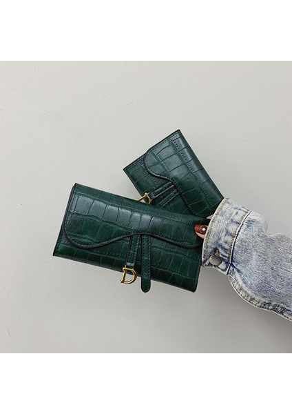 Lüks Kadın Siyah/yeşil Küçük Cüzdan Çanta Moda D Harfi Cüzdan Çoklu Kart Kart Tutucu Küçük Cüzdan Bozuk Para Cüzdanı El Çantası (Yurt Dışından)
