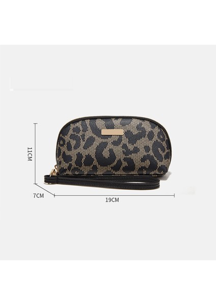 Kadın Pu Deri Çanta Basit El Çantası Bozuk Para Cüzdanı Leopar Baskı Küçük Moda Su Geçirmez Çanta (Yurt Dışından)