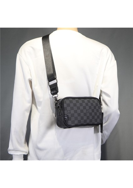 [s Home]trend Koreli Erkek Ekose Çanta Günlük Kişilik Kafes Japon Iş Messenger Erkek Kadın SA46C25 Siyah Kahve (Yurt Dışından)