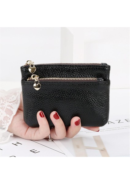 Moda Lychee Desen Pu Deri Bozuk Para Cüzdanı Mini Değişim Çantalar Kadın Cüzdan Kart Tutucu Fermuarlı Kese Anahtar Cep Kılıfı (Yurt Dışından)