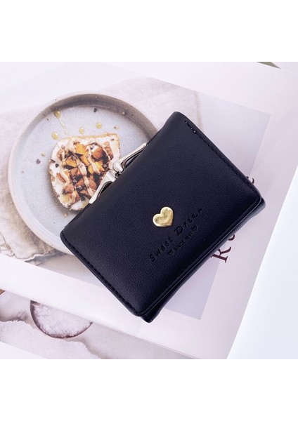 Şeker Renk Moda Kadın Bozuk Para Cüzdanı Deri Düz Renk Vintage Küçük Cüzdan Kalp Çile Bayanlar Kızlar Kart Tutucu El Çantası (Yurt Dışından) fiyatları