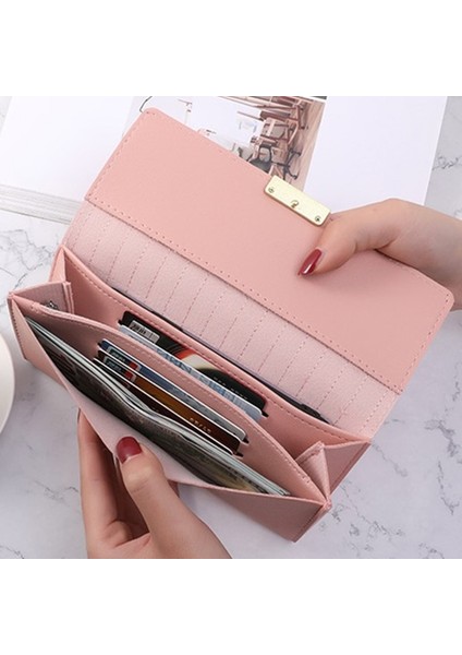 Pu Deri Kadın Uzun Cüzdan Moda Kadın Bozuk Para Çantaları Bayanlar Kımlık Kredi Kartı Tutucu Fermuar Çile Debriyaj Para Fotoğraf Çantası (Yurt Dışından) fiyatları