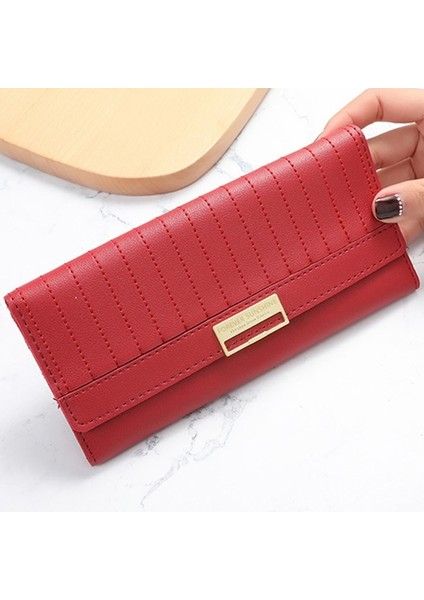 Pu Deri Kadın Uzun Cüzdan Moda Kadın Bozuk Para Çantaları Bayanlar Kımlık Kredi Kartı Tutucu Fermuar Çile Debriyaj Para Fotoğraf Çantası (Yurt Dışından) modelleri