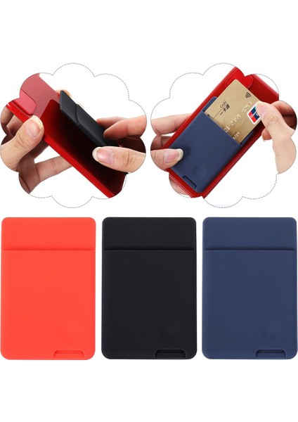 Evrensel Telefon Cüzdan Kılıfı Üzerinde Sopa Kimlik Kredi Kartı Tutucu Silikon Kendinden Yapışkanlı Telefon Cebi Etiket Kart Kollu Çanta Çanta (Yurt Dışından) fırsatları