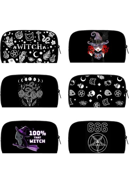 Sevimli Siyah Kedi Cadı Cüzdan Kadın Para Çantaları Büyücülük Kafatası Kızlar Gotik Çanta Kredi Kartı Telefon Sahipleri Çanta Uzun Cüzdan Hediye (Yurt Dışından)