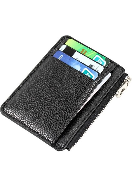 Yüksek Kaliteli Cüzdan Pu Deri Kadın Erkek Kart Tutucu Tek Fermuarlı Kartvizit Kılıfı Kredi Mini Banka Kartları Tutucu Hediye (Yurt Dışından)