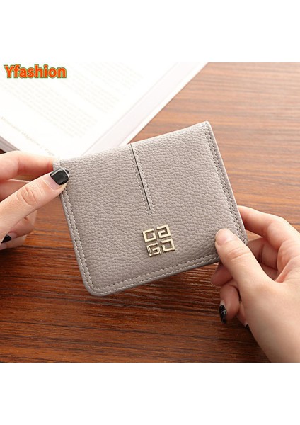 Yfashion Kadın Basit Kısa Bozuk Para Cüzdanı Pu Deri Lychee Desen Cüzdan Bifold Düz Renk Cüzdan (Yurt Dışından)