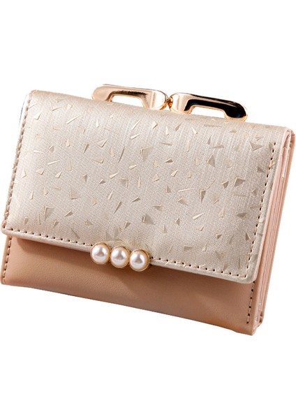 Cüzdan Tutucular Kısa Cüzdan Kadın Yeni Moda Üç Katlı Bozuk Para Cüzdanı Inci Çanta Düz Renk Kredi Kartı Tutucu Çanta (Yurt Dışından) fiyatları