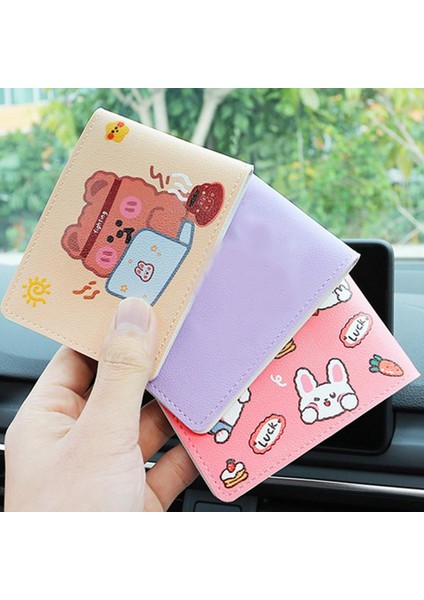 2-Card Yuvaları Sevimli Ehliyet Kart Tutucu Karikatür Tavşan Ayı Kart Tutucu Kadınlar Için Kız Küçük Taze Deri Cüzdan 2022 Yeni (Yurt Dışından)