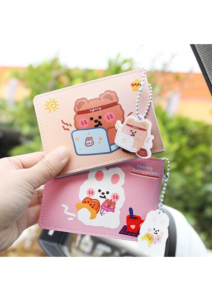 2-Card Yuvaları Sevimli Ehliyet Kart Tutucu Karikatür Tavşan Ayı Kart Tutucu Kadınlar Için Kız Küçük Taze Deri Cüzdan 2022 Yeni (Yurt Dışından) modelleri