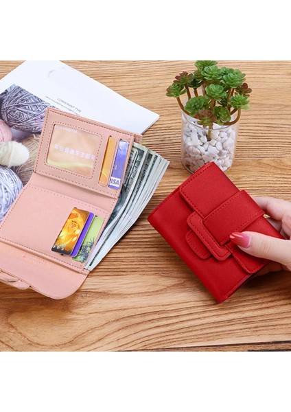 Taşınabilir Üç Katlı Küçük Cüzdan Kadın Düz Renk Suni Deri Cüzdan Cep Çanta Kart Tutucu Bayan Bozuk Para Cüzdanı Carteira Feminina (Yurt Dışından) fiyatları
