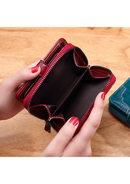 Geestock Kadın Vintage Cüzdan Yumuşak Deri Moda Kart Tutucu Bayan Küçük Bozuk Para Çantaları Düz Renk Debriyaj Cüzdan (Yurt Dışından) fırsatları