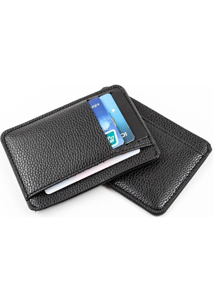 Siyah Ultra-Ince Erkek Cüzdan Kart Sahibinin 9 Yuvaları Kart Kimlik Kartı Tutucu Banka Kartı Tutucu Porte Carte Erkekler Erkek Kartvizit Cüzdanı (Yurt Dışından)