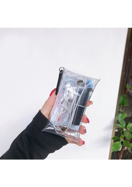 Şeffaf Pvc Çanta Anahtar Cüzdan Kılıf Zincir Halkalı Kese Kart Tutucu Anahtarlık Kadın Para Çantası Mini Ruj Saklama Çantası Bozuk Para Cüzdanı (Yurt Dışından) fırsatları