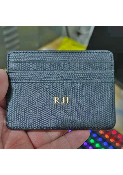 Özelleştirilmiş Rfid Iş Kimlik Kartı Tutucu Kart Koruma Kişiselleştirilmiş Cüzdan Lichee Desen Kazınmış Kadın Erkek Küçük Para Çantası (Yurt Dışından)