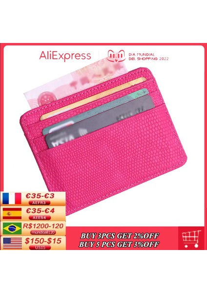 Taşınabilir Çift Taraflı Kertenkele Desen Kart Cüzdan Kimlik Sahipleri Porte Carte Kadın Erkek Ince Cüzdan Değişim Çanta Seyahat Cüzdanı Tutucu (Yurt Dışından)