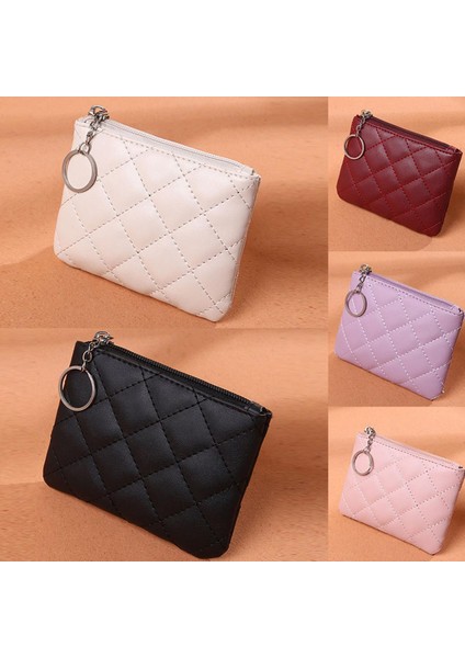 [happytree] Kadın Pu Deri Zip Para Cüzdan Anahtarlık Moda Küçük Çanta Para Tasarımcısı Elmas Desen Kısa Değişim Kese Bozuk Para Cüzdanı (Yurt Dışından)