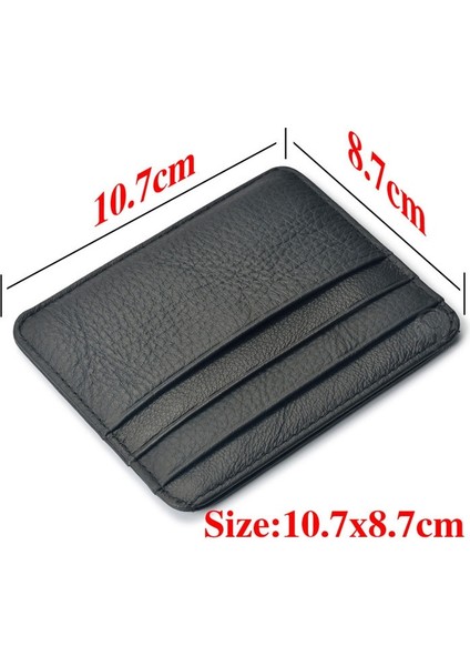 Fil Baskı Dana Derisi Deri Kart Çantası 6 Kart Yuvaları ile Ince Banka Kartı Tutucu Bozuk Para Cüzdanı Cüzdan Kimlik Kartı Tutucu Çok Yuvalı Kart (Yurt Dışından)