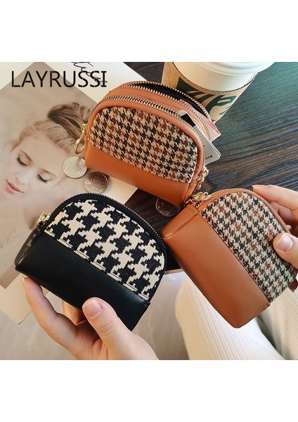 Layrussı Yeni Kumaş Bozuk Para Cüzdanı Kadın Çift Fermuarlı Küçük Cüzdan Anahtar Çantası Seyahat Kart Tutucu Moda Kadın Vintage Bozuk Para Çantaları (Yurt Dışından)