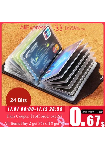 24 Bit Kredi Kartı Tutucu Iş Bankası Kartı Cebi Pvc Büyük Kapasiteli Kart Nakit Depolama Klip Organizatör Vaka Cüzdan Kart Sahibi (Yurt Dışından)