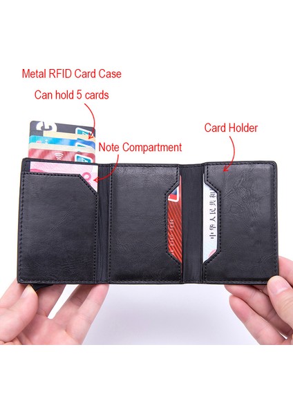 Mıknatıs Rfid Engelleme Kart Tutucu Kadın Erkek Cüzdan Ince Ince Cüzdan Deri Bozuk Para Cüzdanı Küçük Erkek Siyah Mini Cüzdan Portomonee (Yurt Dışından) modelleri