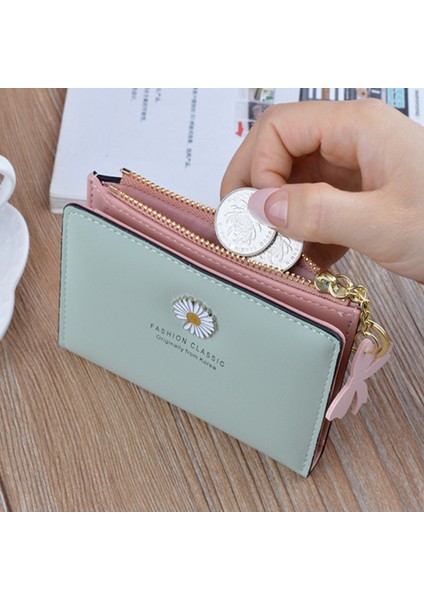 Yeni Moda 2021 Kadın Kısa Cüzdan Tasarımı Küçük Papatya Kart Tutucu Yüksek Kaliteli Pu Bozuk Para Cüzdanı Basit Fermuarlı Para Çantası Cüzdan (Yurt Dışından) modelleri