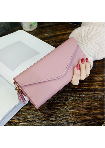 Uzun Püskül Cüzdan Kadın Çantalar Moda Bozuk Para Cüzdanı Kart Sahibinin Cüzdan Kadın Yüksek Kaliteli Debriyaj Para Çantası Pu Deri Cüzdan (Yurt Dışından)