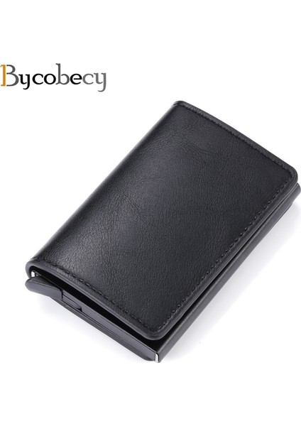 Bycobecy Hırsızlığa Karşı Cüzdan Vintage Deri Erkek Kredi Kartı Tutucu Engelleme Rfid Cüzdan Alüminyum Kutu Kasa Kartlıklı Cüzdan Çanta (Yurt Dışından) modelleri